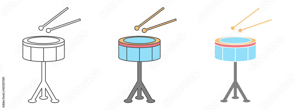 snare drum design vector. clipart cartoon illustration. black and white ...