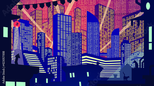 Neo Tokyo environment Illustration