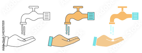 washing hands design vector. clipart cartoon illustration. black and white outline element
