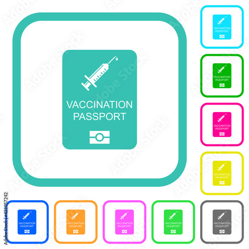 Vaccination passport vivid colored flat icons photo