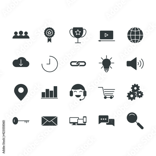 Outline web icons set Search Engine Optimization. Simple vector illustration.