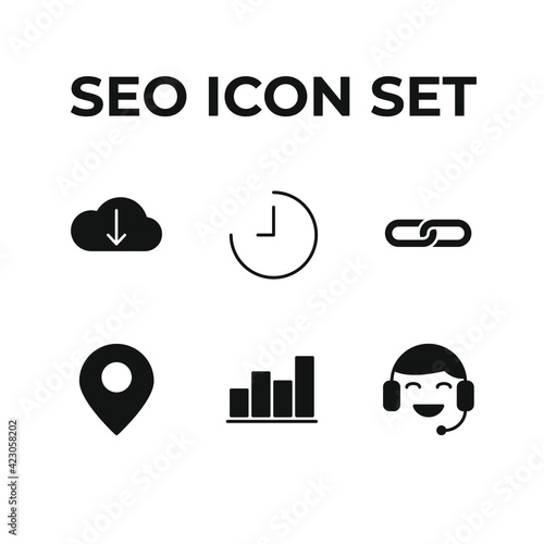 Outline web icons set Search Engine Optimization. Simple vector illustration.