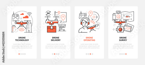 Drone technology - modern line design style web banners