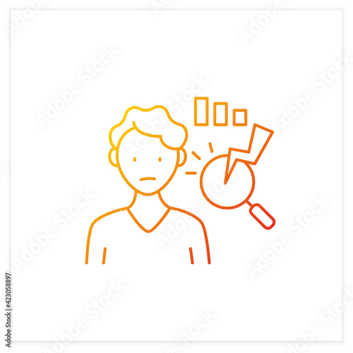 Analysis paralysis gradient icon.Excessive thinking of information can lead to its paralysis.Stop thinking about info.Isolated vector illustration.Suitable to banners,mobile apps and presentation