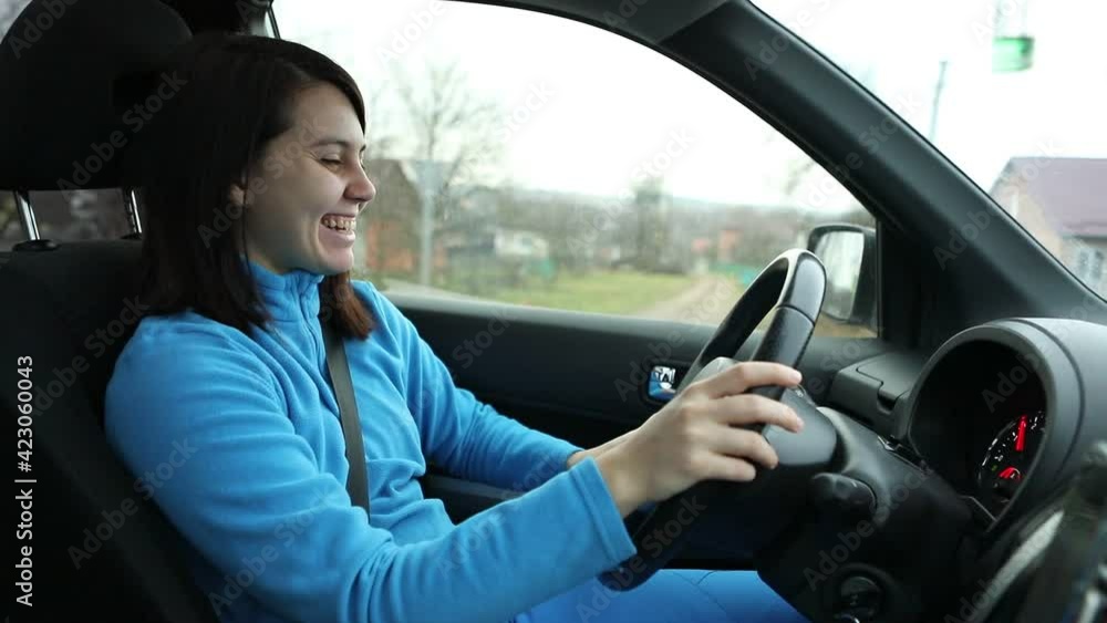 young woman driving car view for inside young woman driving car view for inside