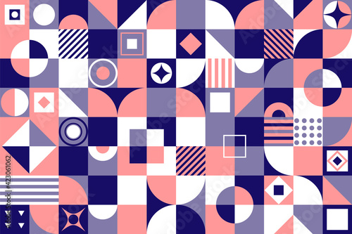 Neo geo geometric pattern, vector abstract geometric circles, triangles,squares and lines.