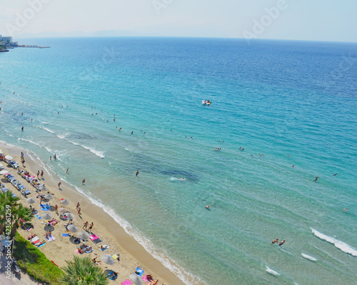 An aerial view of famous Kadinlar Beach in Kusadasi, Aydin Province of Turkey