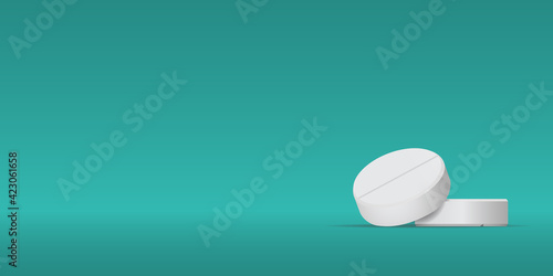 Pills. Medicine tablets isolated on background, different round and oblong drugs collection vector illustration.