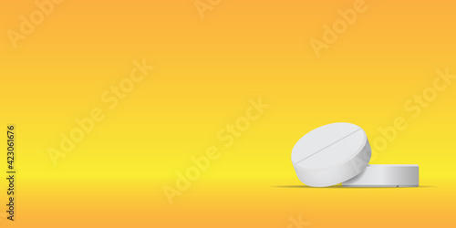 Pills. Medicine tablets isolated on background, different round and oblong drugs collection vector illustration.