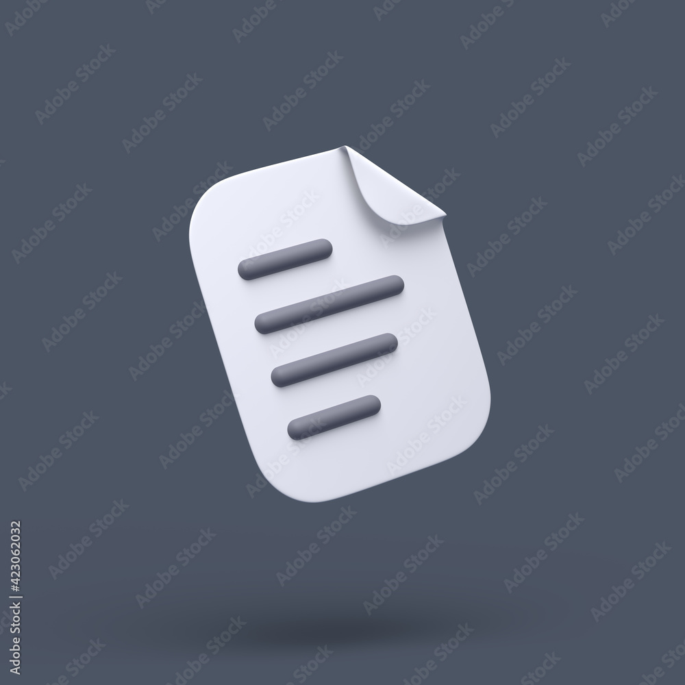 3d simple text file or blank icon with bent corner on grey pastel background. Hight quality 3d illustration. 3d simple text file or blank icon with bent corner on grey pastel background. Hight quality 3d illustration.