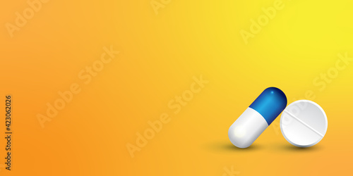 Pills. Medicine tablets isolated on background, different round and oblong drugs collection vector illustration.