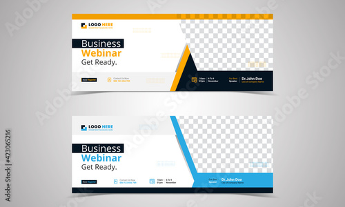 webinar invites style web Banner templates. Header Banner Live Business webinar promotion and Online Education other online Event seminars poster,  trendy color. design set.