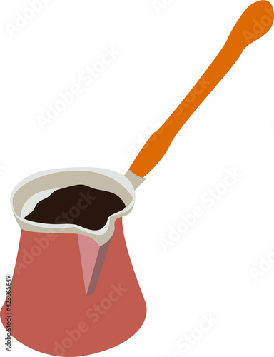 Vector Illustration of Turkish Coffee, Coffee Pot for Turkish Coffee