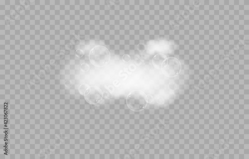 Vector foam with bubbles. Soap bubbles png, foam png, soap, shampoo. Bath foam on isolated transparent background.