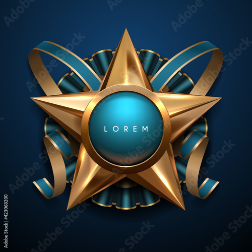 Gold and blue star award template