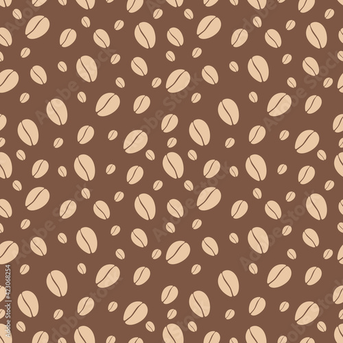Vector coffee pattern. Coffee beans seamless pattern. Simple coffee pattern on a white background.