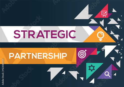 Creative (strategic partnership) Banner Word with Icon ,Vector illustration.