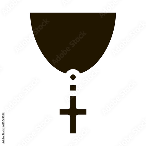 christian cross on neck icon Vector Glyph Illustration