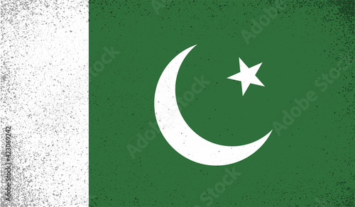 Pakistan grunge, old, scratched style flag