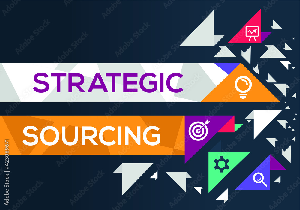Creative (strategic sourcing) Banner Word with Icon ,Vector illustration.