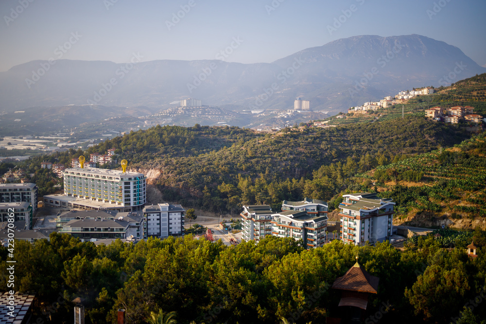 Scenic view of the sunny country, coastline in Turkey, Alanya city Scenic view of the sunny country, coastline in Turkey, Alanya city