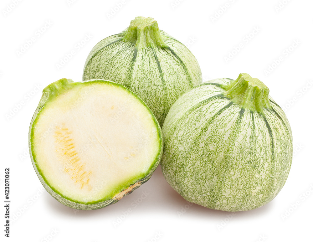 sliced round squash path isolated on white sliced round squash path isolated on white