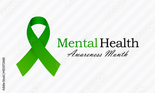 Mental health awareness month observed each year during May. it includes our emotional, psychological, and social well-being. It affects how we think, feel, and act. Vector illustration.