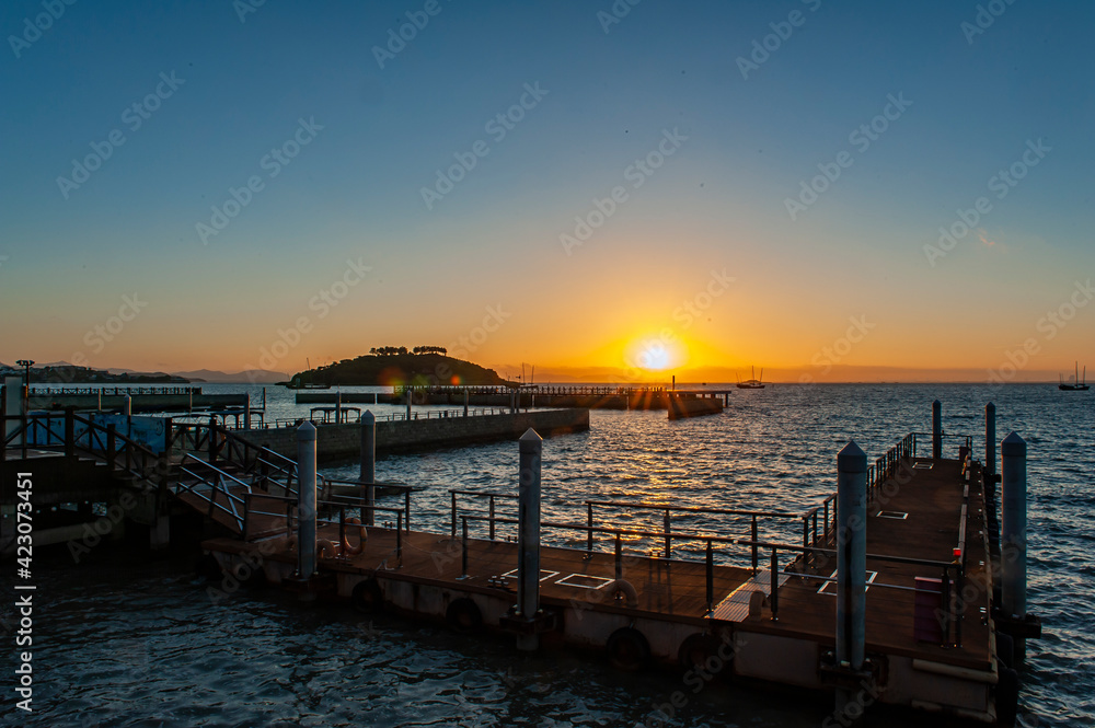 sunset over the pier