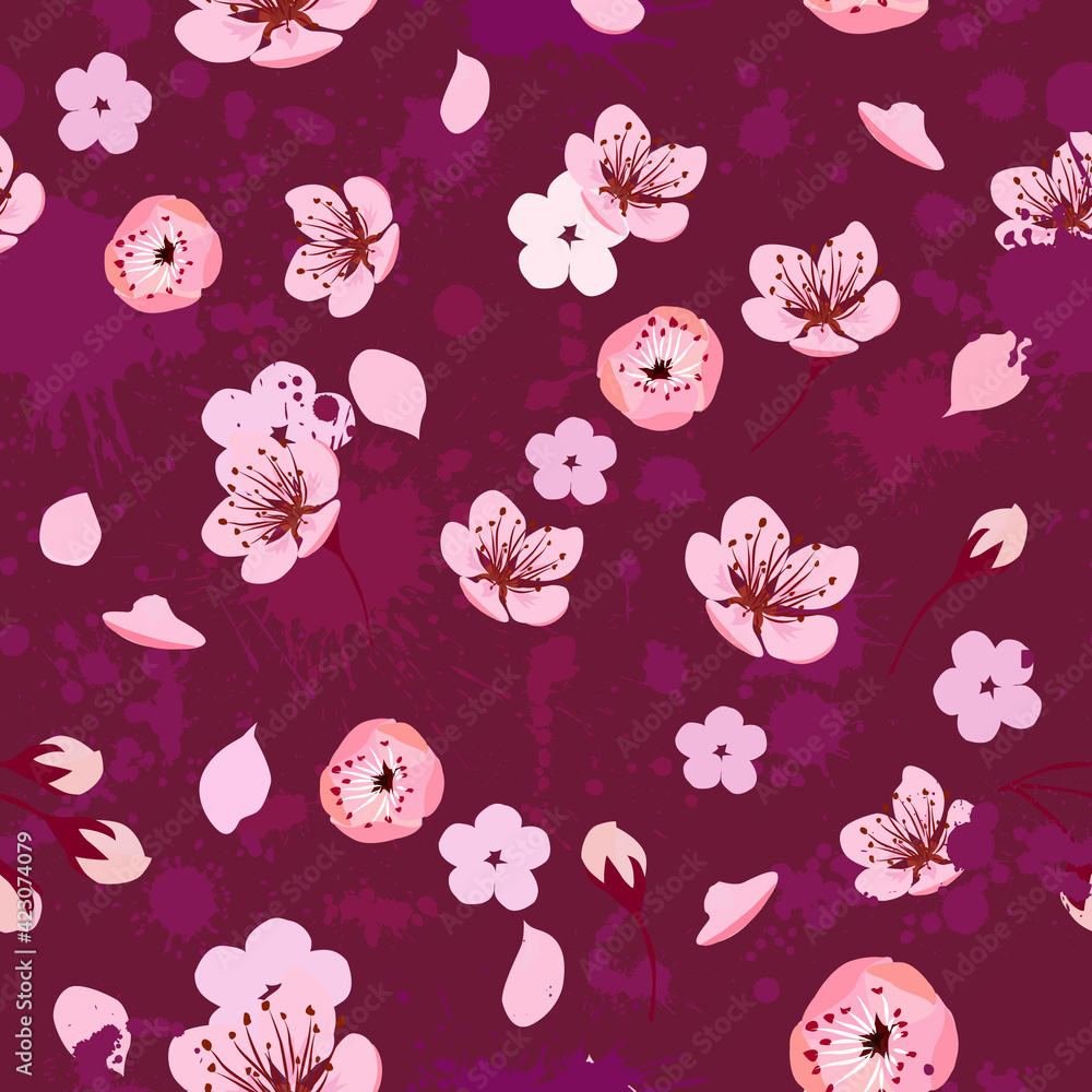 A seamless background of sakura. Vector illustration