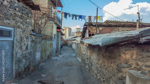 A street in the oldest district of Yerevan, which is located on the Kond hill. Armenia photo