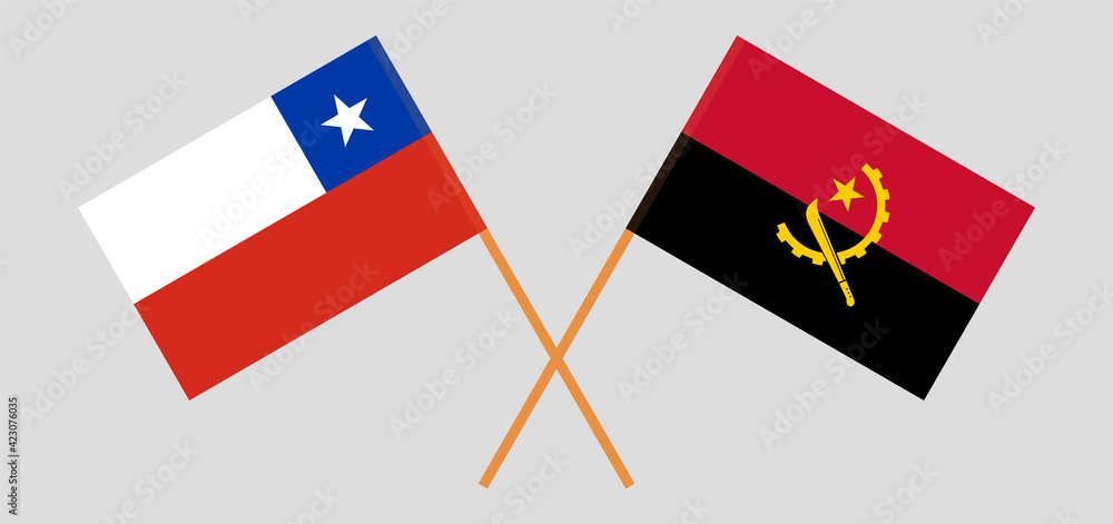 Crossed flags of Chile and Angola. Official colors. Correct proportion Crossed flags of Chile and Angola. Official colors. Correct proportion