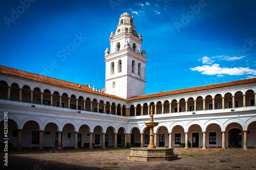 university of San Francisco Xavier de Chuquisaca, sucre, bolivia, columns photo