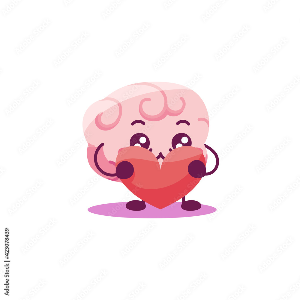 Cartoon of a brain in love - Vector Cartoon of a brain in love - Vector