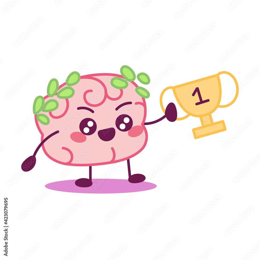 Cartoon of a winning brain - Vector illustration Cartoon of a winning brain - Vector illustration