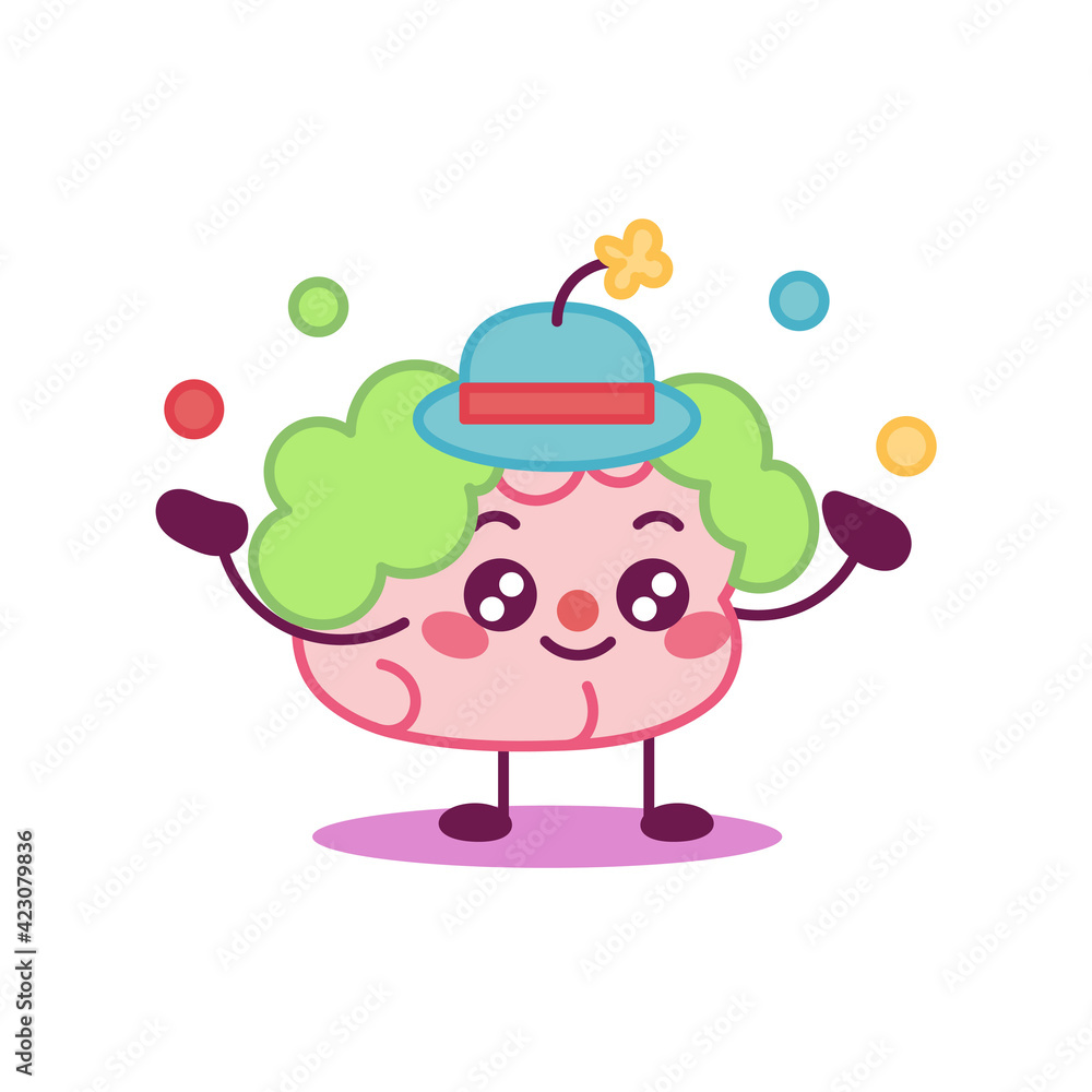 Naklejka premium Catoon of a clown brain - Vector illustration
