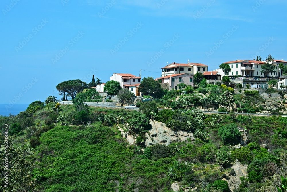 Italy-view on village La Guardia on the island of Elba