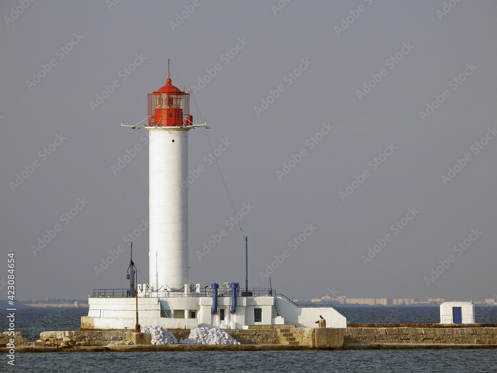 Beautiful snow-white lighthouse of Odessa