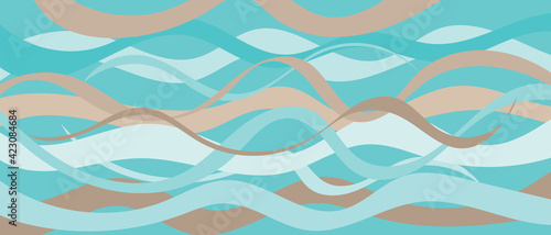 Background with waves of the sea  template for splash. Blue  brown and yellow are trendy pastel shades for summer designs.