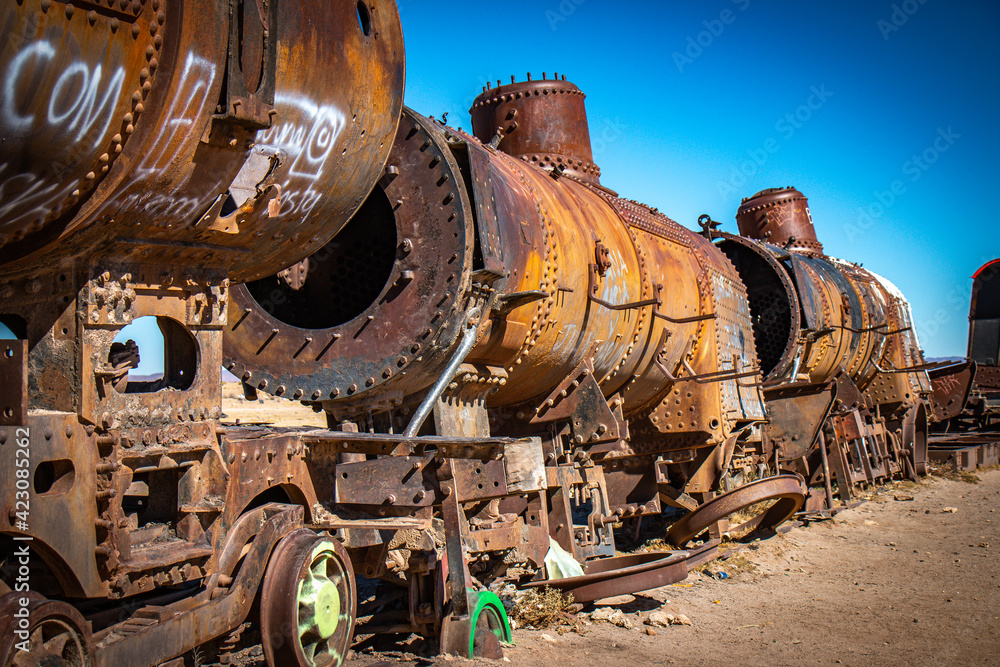 train cemetery, salar de uyuni, bolivia