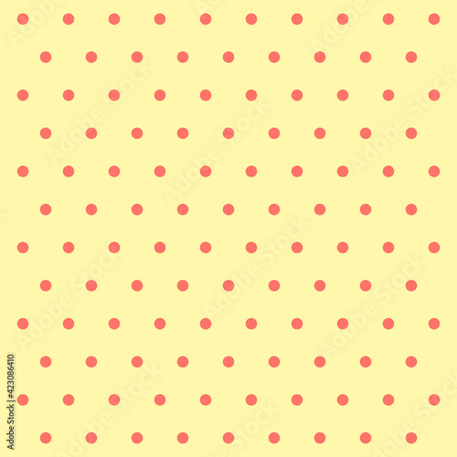 Easter pattern polka dots. Template background in red and yellow polka dots . Seamless fabric texture. Vector illustration
