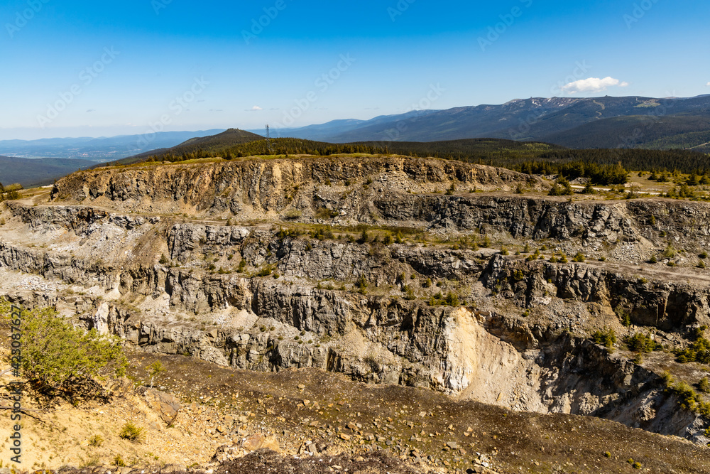 Mountains of Quartz mine Stanislaw at sunny day
