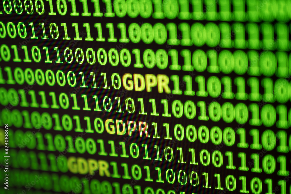 GDPR letters surrounded by green binary numbers on a real RGB display. Focused on GDPR letters, corners blurred by shallow depth of field. GDPR stands for General Data Protection Regulation. GDPR letters surrounded by green binary numbers on a real RGB display. Focused on GDPR letters, corners blurred by shallow depth of field. GDPR stands for General Data Protection Regulation.