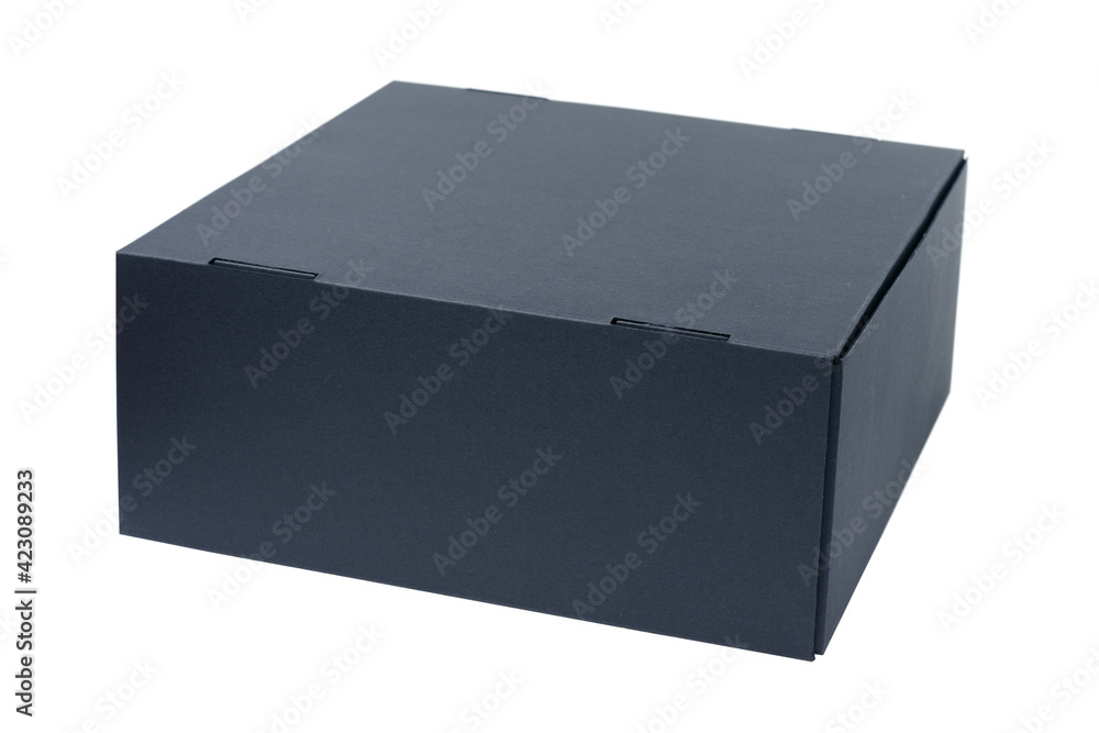 Fashion gift box made of solid cardboard, black color on white background Fashion gift box made of solid cardboard, black color on white background