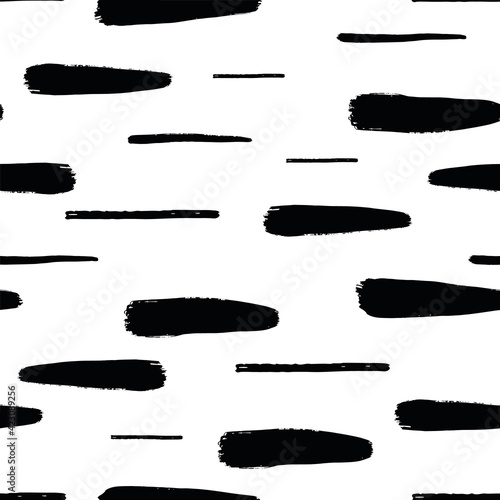 Vector Hand drawn mixed thickness of horizontal brush strokes seamless pattern. 
