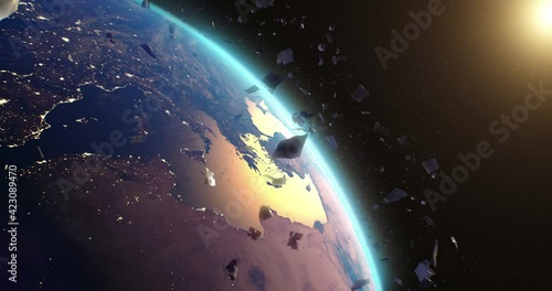 Space debris around planet Earth