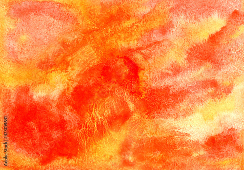 Hand drawn abstract watercolor red wet background
