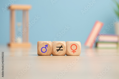 Gender inequality concept with feminine and masculine icons