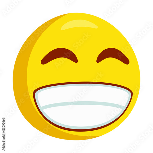 Beaming Emoji Icon Illustration. Happy Vector Symbol Emoticon Design Doodle Vector.