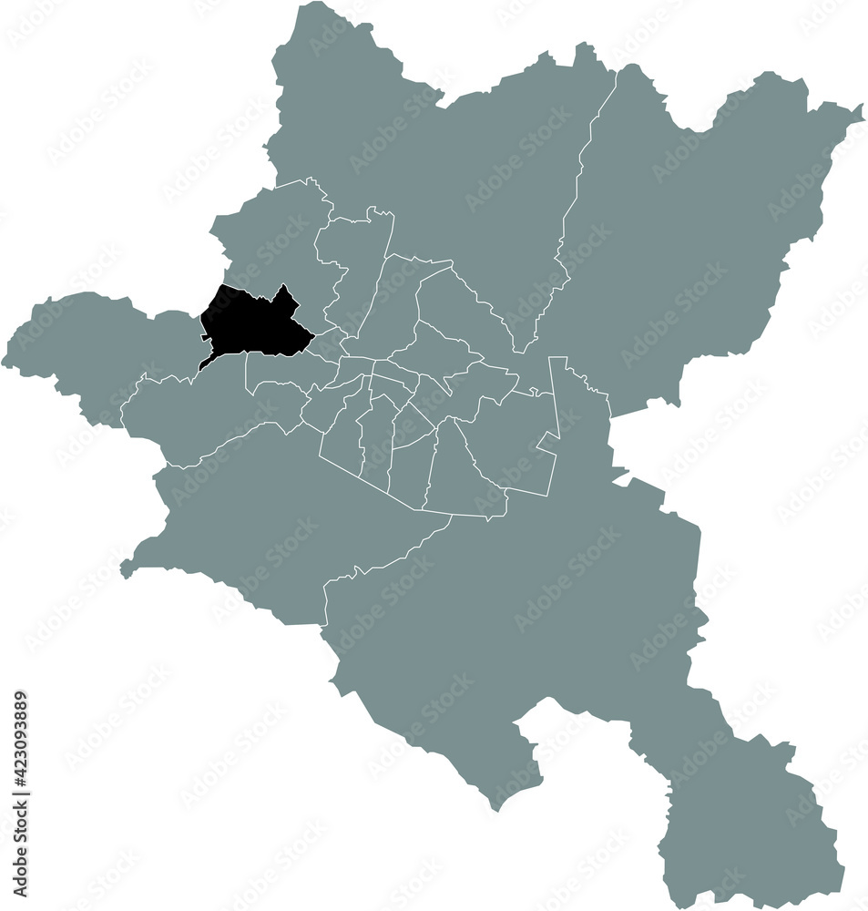 Black location map of the Sofian Lyulin district inside the Bulgarian city of Sofia, Bulgaria