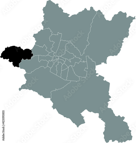 Black location map of the Sofian Bankya district inside the Bulgarian city of Sofia  Bulgaria